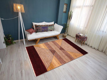 Bohemian Gabbeh Lelah Red/Brown Wool Rug - 4'11'' x 7'1''